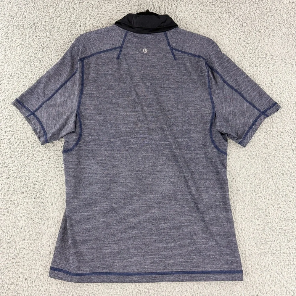 Lululemon Assert Polo Shirt Mens Medium Blue Black Athletic Golf Performance